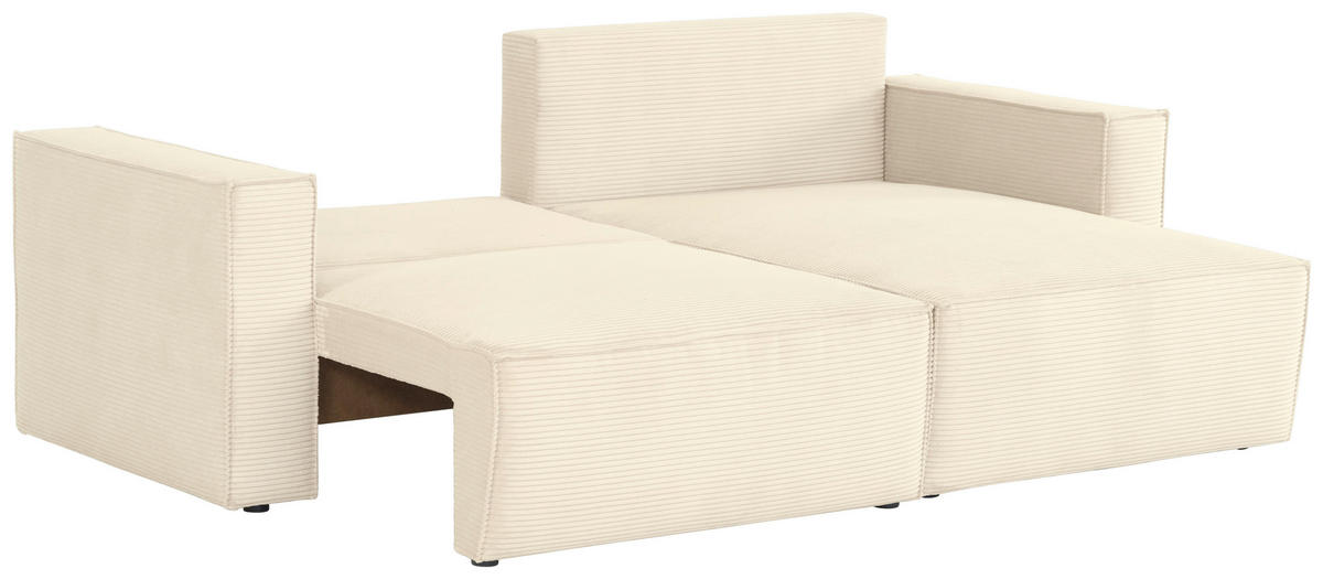 ECKSOFA Beige Feincord  - Beige/Schwarz, KONVENTIONELL, Kunststoff/Textil (242/151cm) - Carryhome