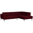 ECKSOFA in Chenille Rot  280/205 cm  - Rot/Schwarz, Design, Textil/Metall (280/205cm) - Xora