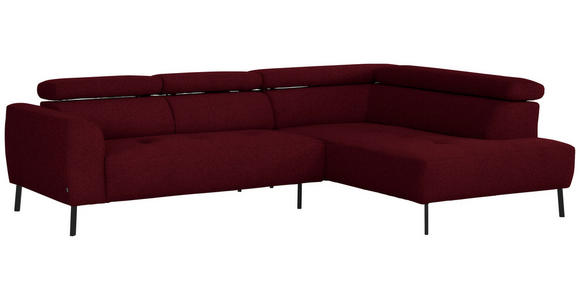ECKSOFA in Chenille Rot  280/205 cm  - Rot/Schwarz, Design, Textil/Metall (280/205cm) - Xora
