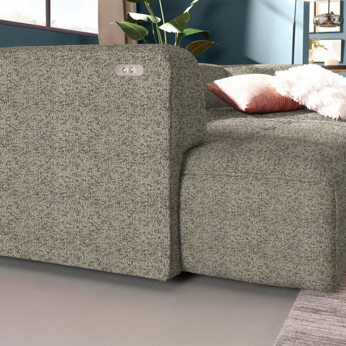 ECKSOFA Webstoff Hellbraun  - Hellbraun/Schwarz, Design, Kunststoff/Textil (288/188cm) - Welnova