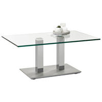 COUCHTISCH Klarglas 110/70/46-65 cm rechteckig Grau, Edelstahlfarben  - Edelstahlfarben/Grau, Design, Glas/Kunststoff (110/70/46-65cm)