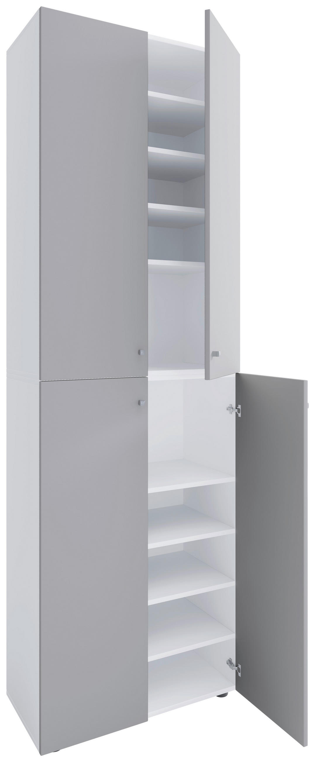 SCHUHSCHRANK Lona  in 70/220/40 cm  - Weiss/Silberfarben, Design, Holzwerkstoff/Kunststoff (70/220/40cm) - MID.YOU