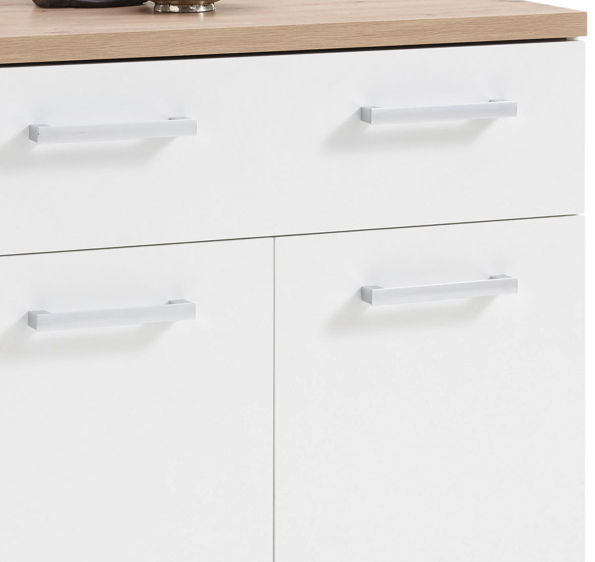 BOTNÍK, bílá, barvy dubu, 78/85/38 cm - bílá/barvy stříbra, Moderní, kompozitní dřevo/plast (78/85/38cm) - MID.YOU