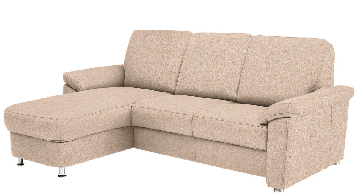 ECKSOFA in Flachgewebe Beige  - Chromfarben/Beige, Konventionell, Textil/Metall (163/250cm) - Beldomo System