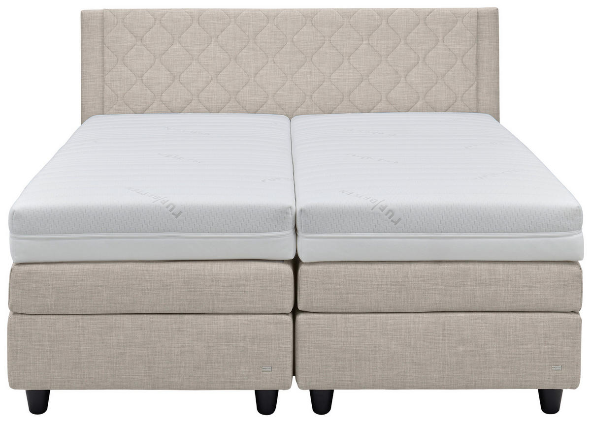 BOXSPRINGBETT 180/200 cm  Sandfarben  - Sandfarben/Schwarz, Design, Holzwerkstoff/Kunststoff (180/200cm) - RUF Betten