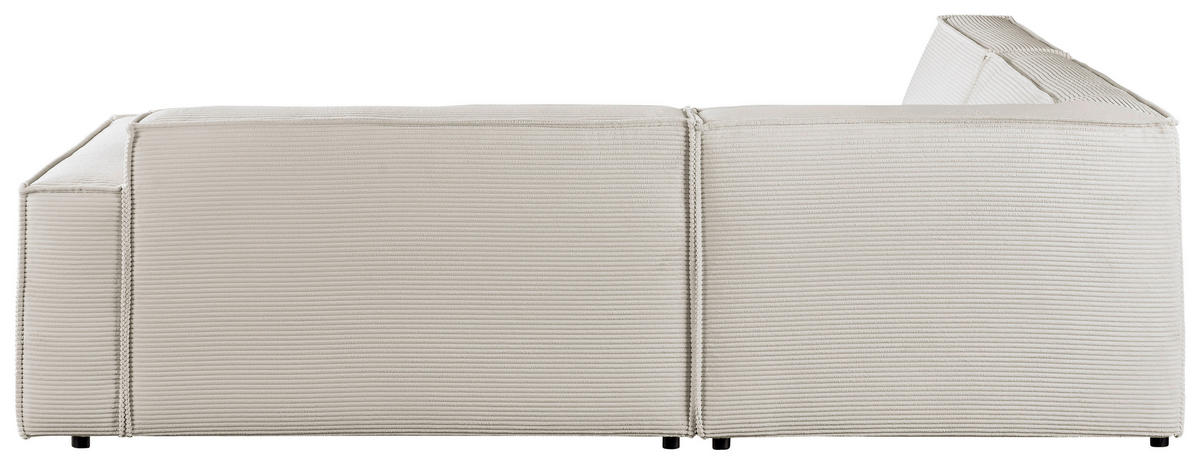 ECKSOFA in Cord Weiss  - Weiss/Schwarz, Konventionell, Kunststoff/Textil (224/254cm) - Hom`in