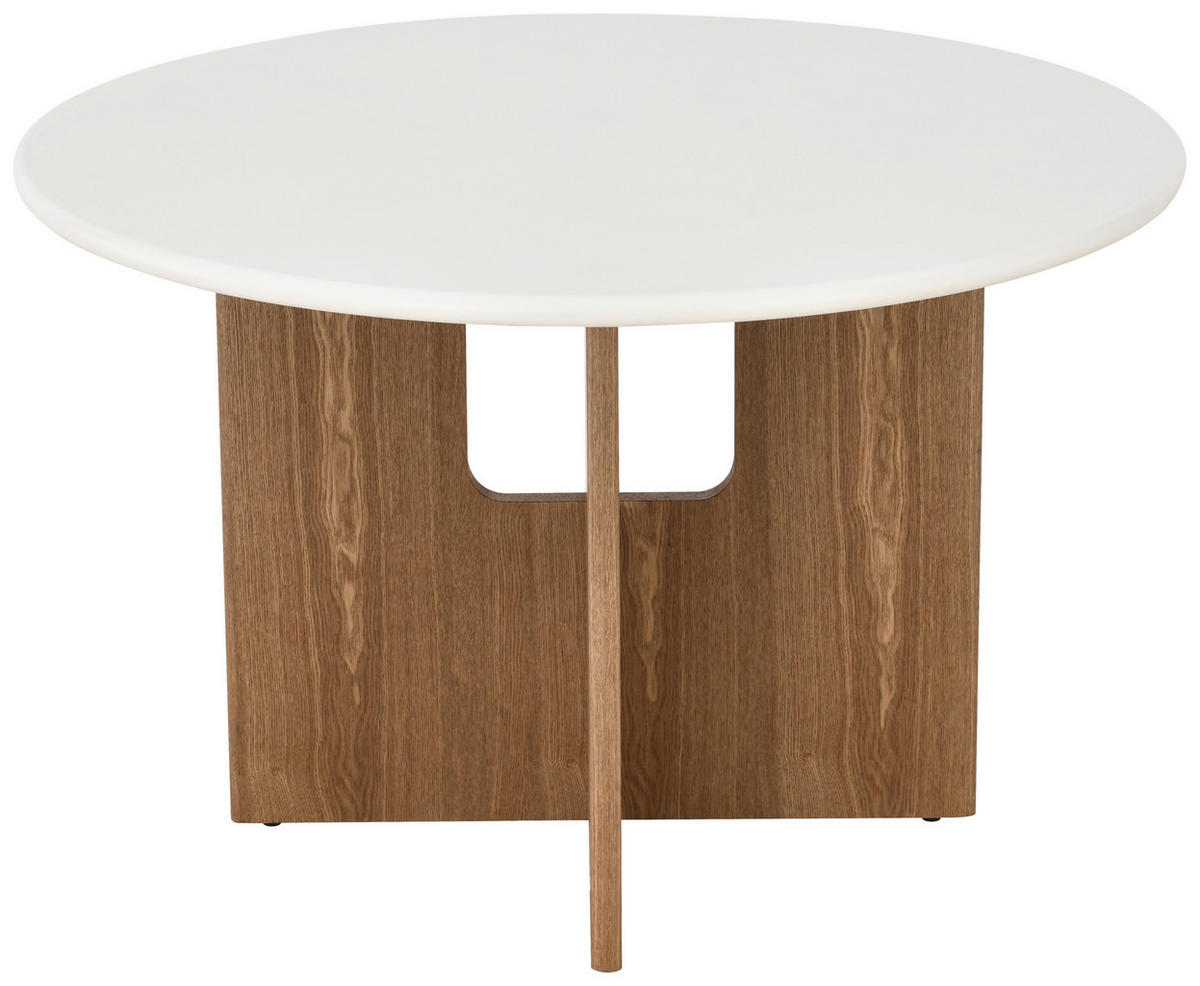 ESSTISCH Echtholz, Nachbildung  Holz, Wellpappe rund Weiß, Eichefarben  - Eichefarben/Weiß, MODERN, Holz/Wellpappe (120/75cm) - Livetastic