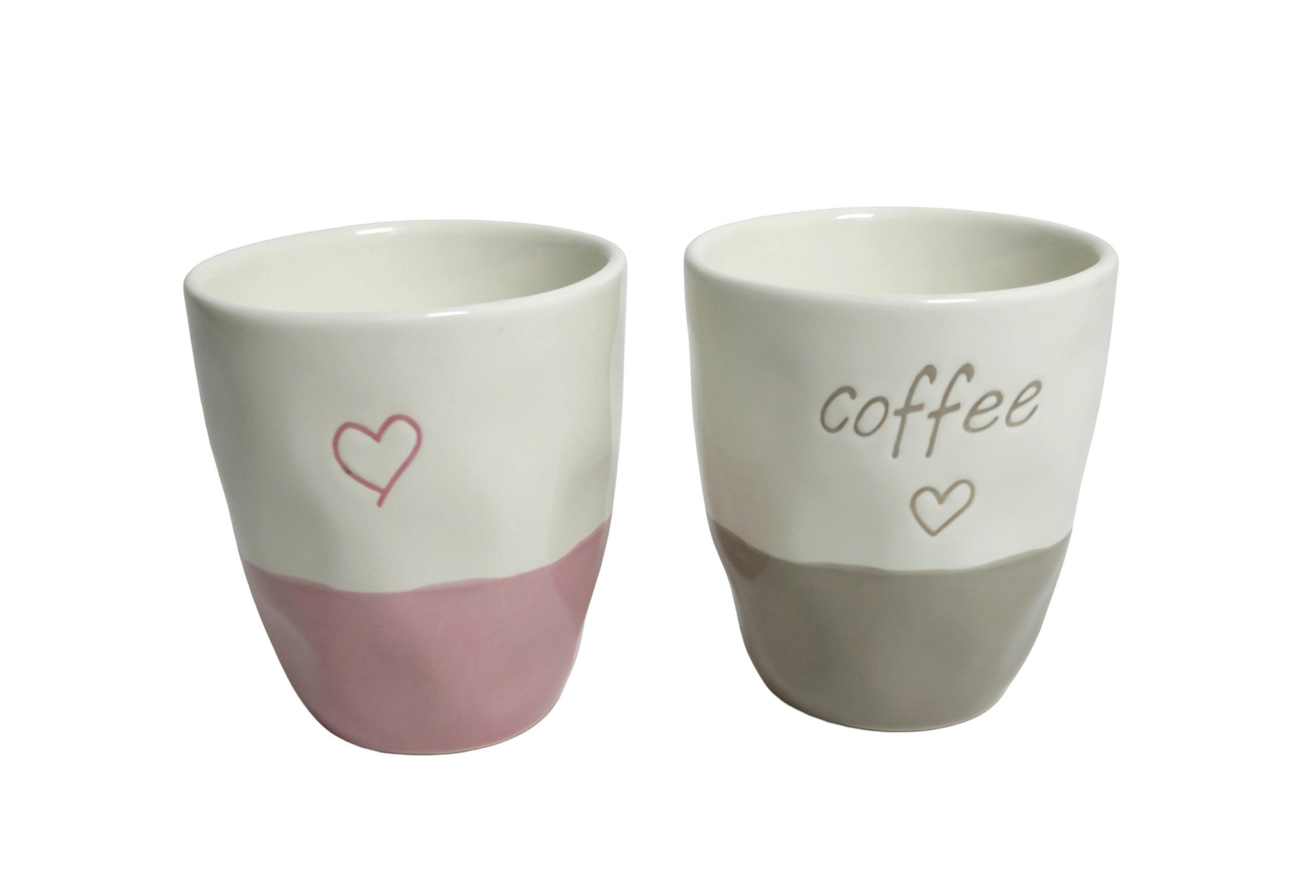 Cană Pentru Cafea 145 ml  - roz aprins/gri deschis, Trend, ceramică (150ml) - Ambia Home