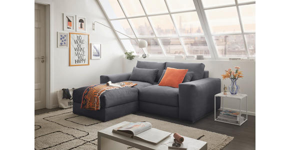 BIGSOFA Cord Dunkelgrau - Dunkelgrau/Schwarz, KONVENTIONELL, Kunststoff/Textil (230/78/122cm) - Carryhome