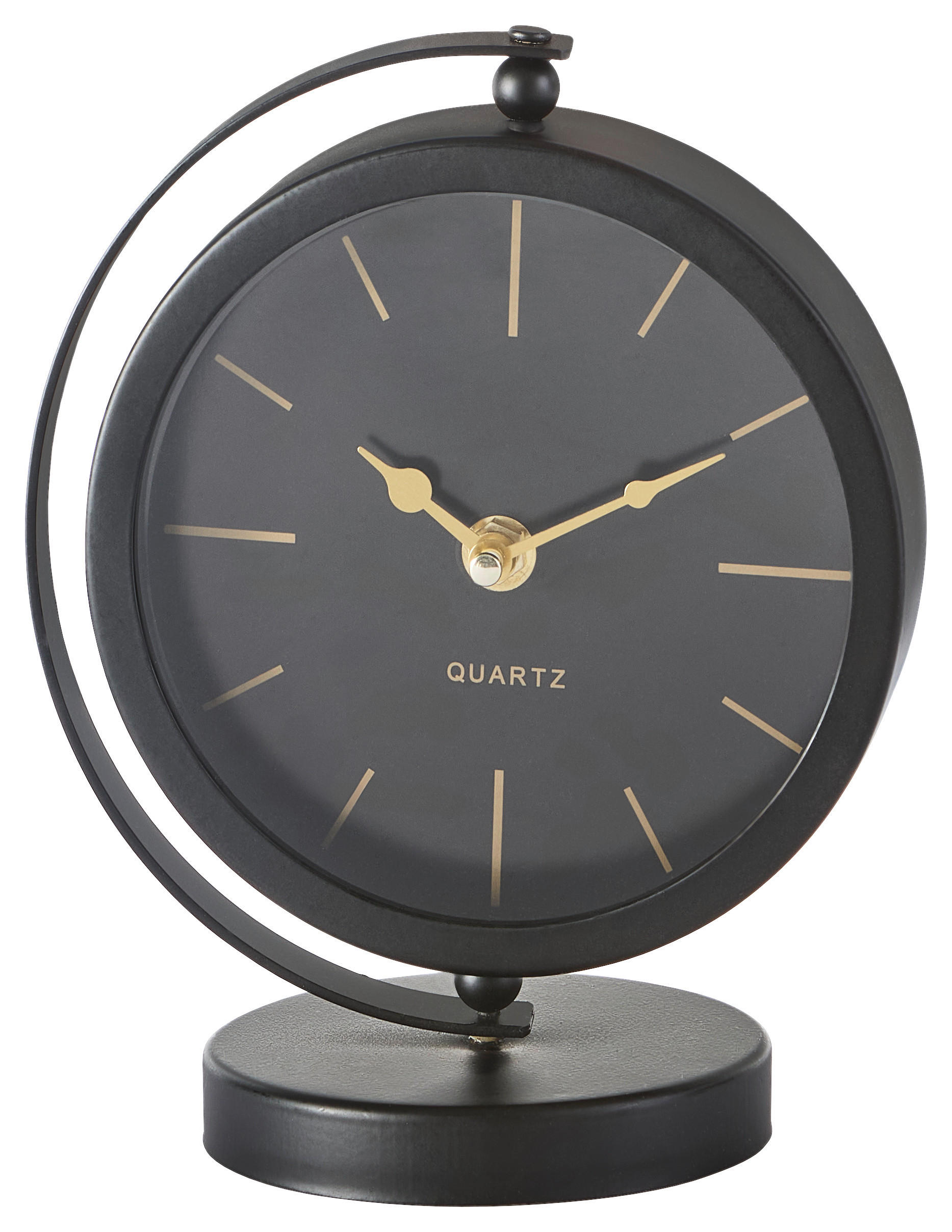 TISCHUHR Schwarz  - Schwarz, Basics, Glas/Metall (16/10/20cm) - Boltze Home