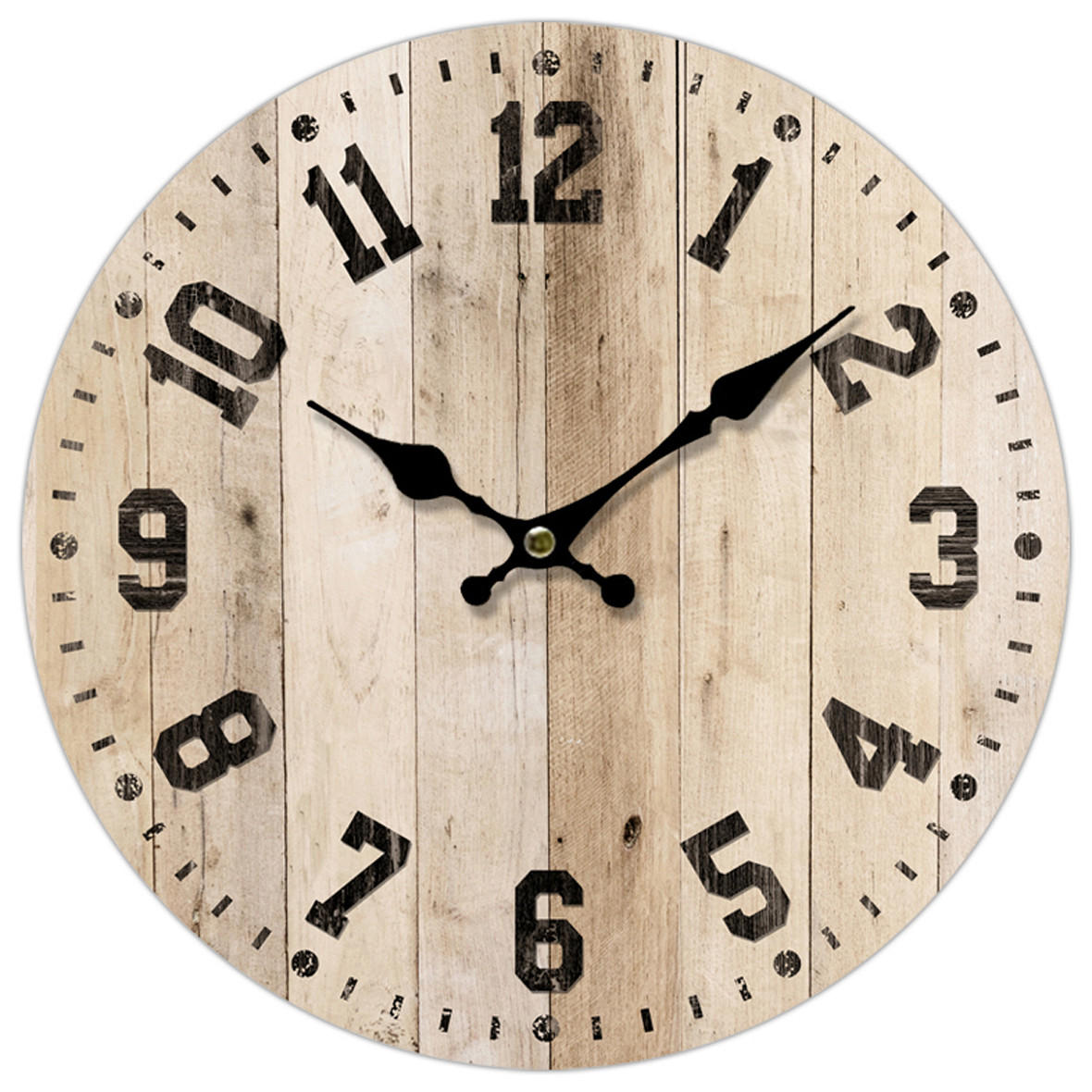 VÄGGKLOCKA 33,8 cm - svart/naturfärgad, Basics, papper/trä (33,8cm) - Ambia Home