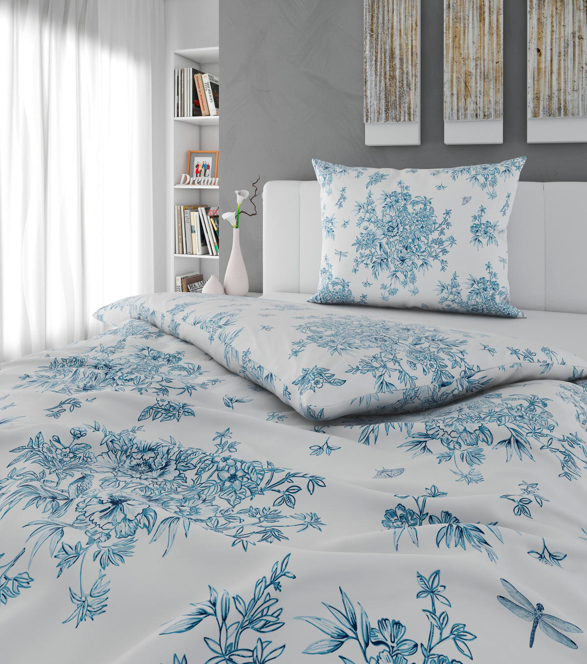 BETTWÄSCHE Satin 140/200 cm  - Blau/Weiß, KONVENTIONELL, Textil (140/200cm) - Esposa