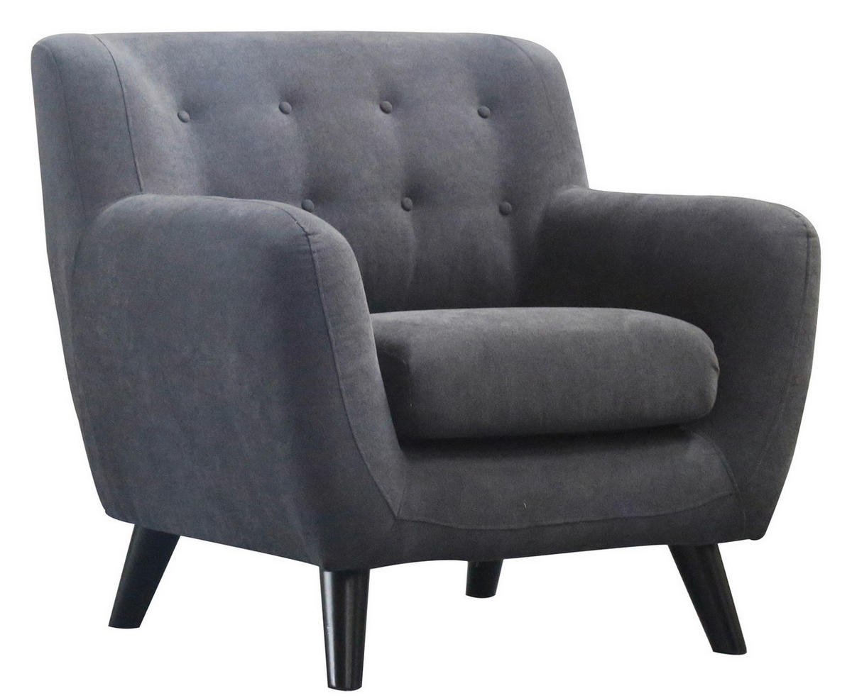 BOXSPRINGSESSEL in Mikrofaser Dunkelgrau  - Dunkelgrau/Schwarz, MODERN, Holz/Textil (87/82/85cm) - Luca Bessoni