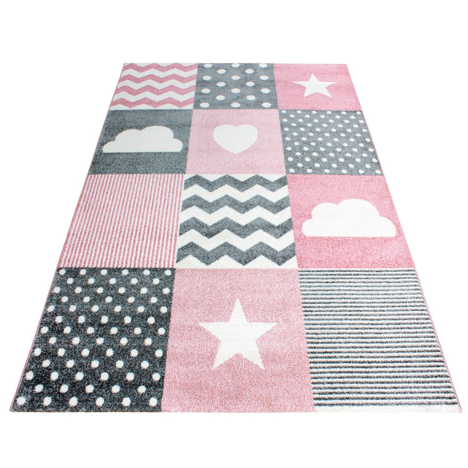 BARNMATTA 80/150 cm Kids  - vit/pink, Trend, textil (80/150cm) - Ben'n'jen