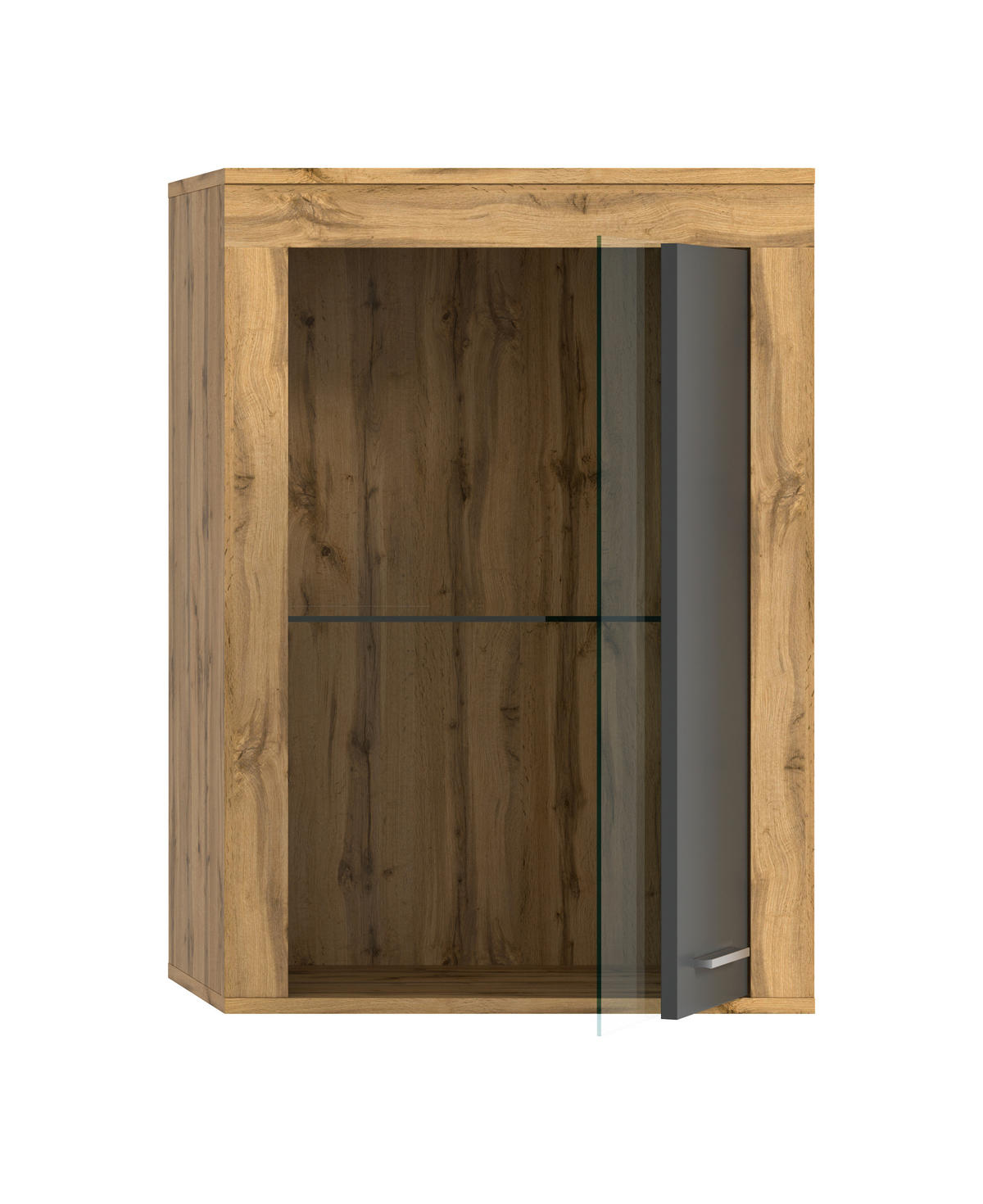 VITRINE in Anthrazit  - Anthrazit/Eiche Wotan, Design, Glas/Holzwerkstoff (86/60/35cm) - MID.YOU
