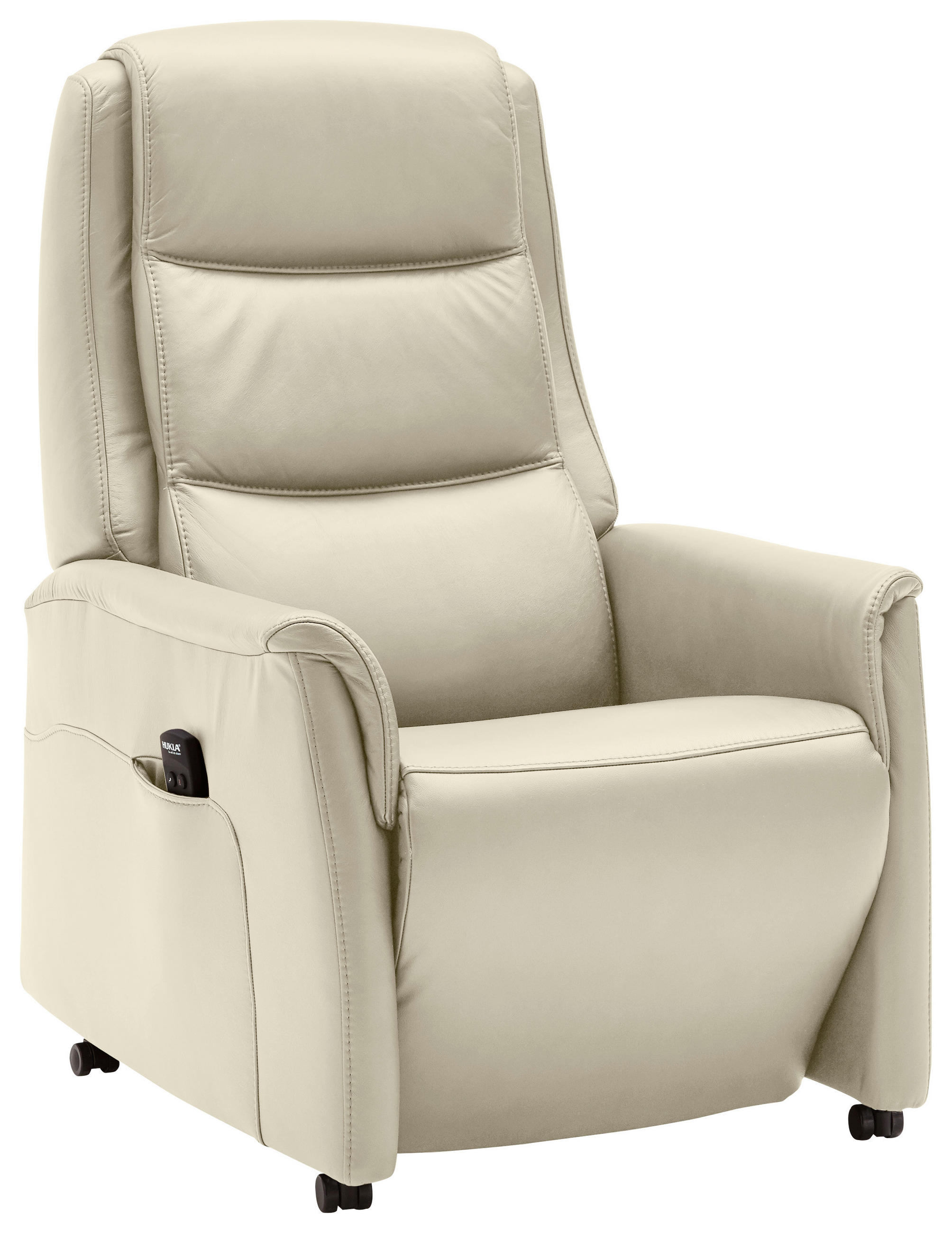 FERNSEHSESSEL Valdera  mit Relaxfunktion, Aufstehhilfe, Rücken echt Echtleder Ecru  - Ecru/Schwarz, KONVENTIONELL, Leder/Kunststoff (70/107/88cm) - Livetastic