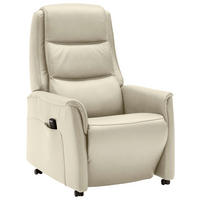 FERNSEHSESSEL Valdera  mit Relaxfunktion, Aufstehhilfe, Rücken echt Echtleder Ecru  - Ecru/Schwarz, KONVENTIONELL, Leder/Kunststoff (70/107/88cm) - Livetastic