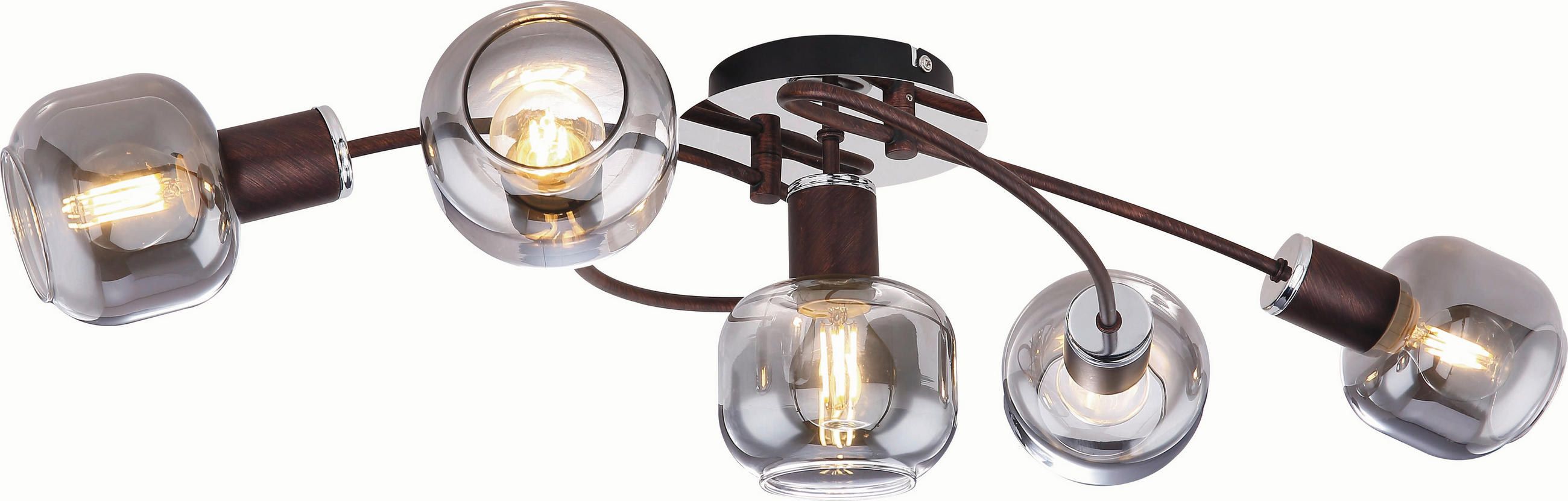 DECKENSTRAHLER 63/38/21 cm   - Bronzefarben, Design, Glas/Metall (63/38/21cm) - Globo