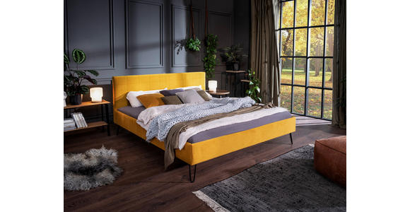 POLSTERBETT 180/200 cm in Gelb - Gelb/Schwarz, LIFESTYLE, Textil/Metall (180/200cm) - Carryhome