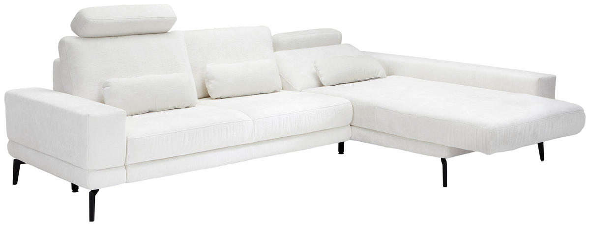ECKSOFA Naturfarben Chenille  - Schwarz/Naturfarben, KONVENTIONELL, Textil/Metall (294/184cm) - SetOne by Musterring