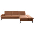 ECKSOFA in Echtleder Hellbraun  308/195 cm  - Hellbraun/Schwarz, Design, Leder/Metall (308/195cm) - Dieter Knoll
