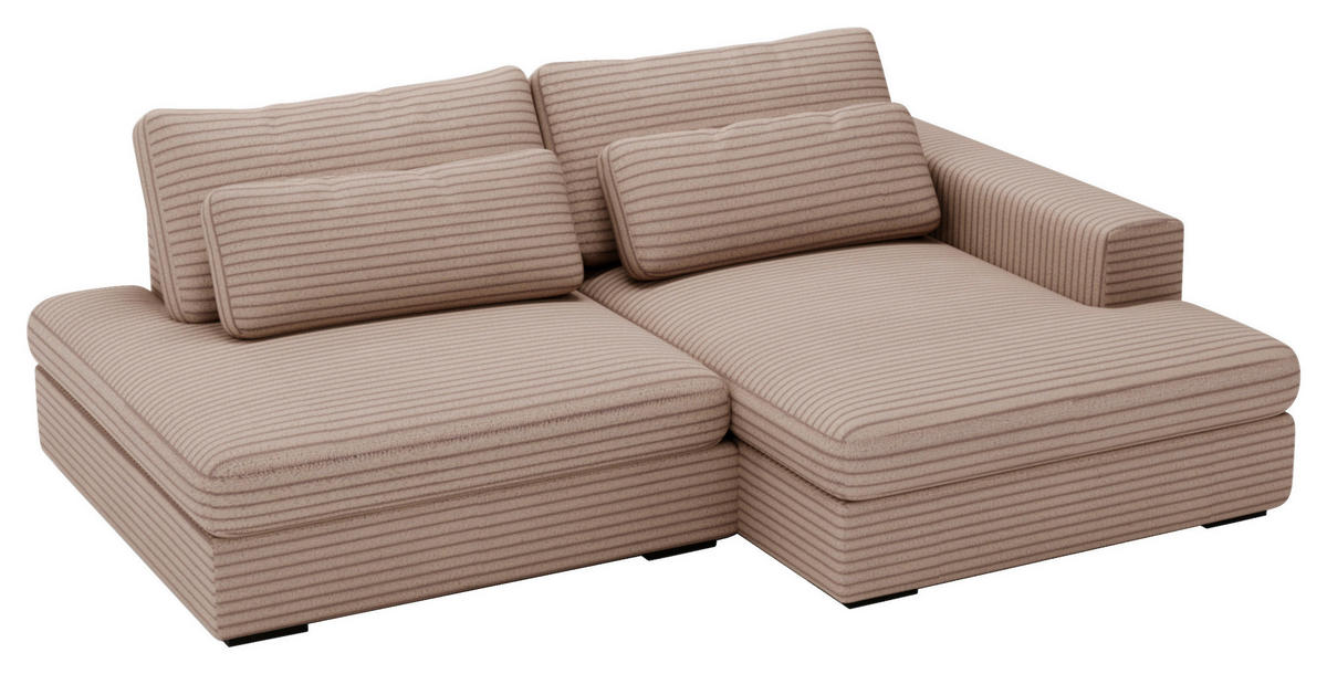ECKSOFA in Cord Hellbraun  - Hellbraun/Schwarz, Design, Kunststoff/Textil (223/158cm) - Lomoco