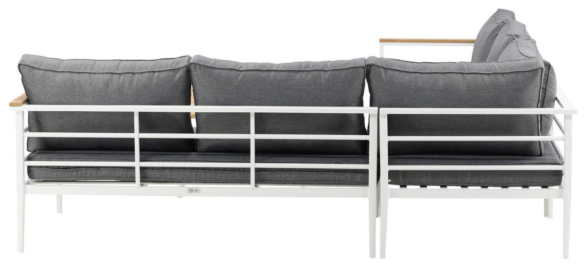 LOUNGEGARNITUR 233/233 cm Teakholz Aluminium  - Weiß, KONVENTIONELL, Holz/Metall (233/233cm) - Gardenson