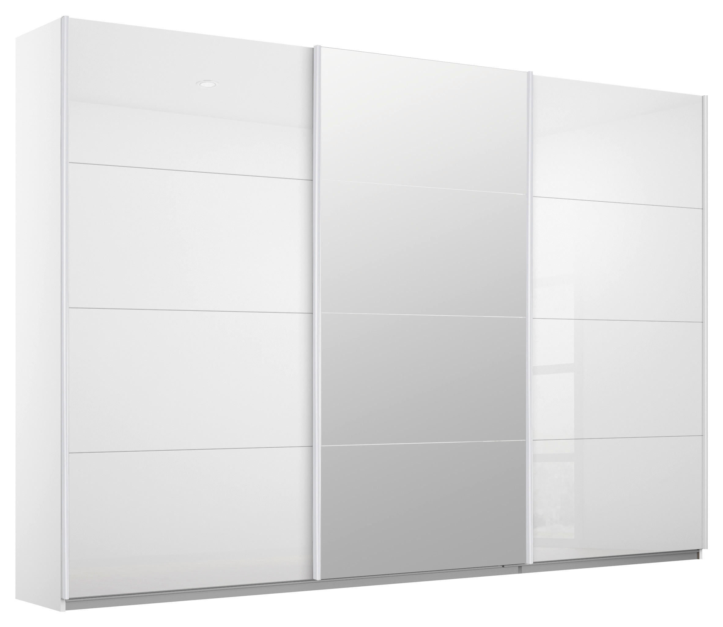 SCHWEBETÜRENSCHRANK 271/210/62 cm 3-türig Weiß  - Weiß, KONVENTIONELL, Glas/Holzwerkstoff (271/210/62cm) - Carryhome
