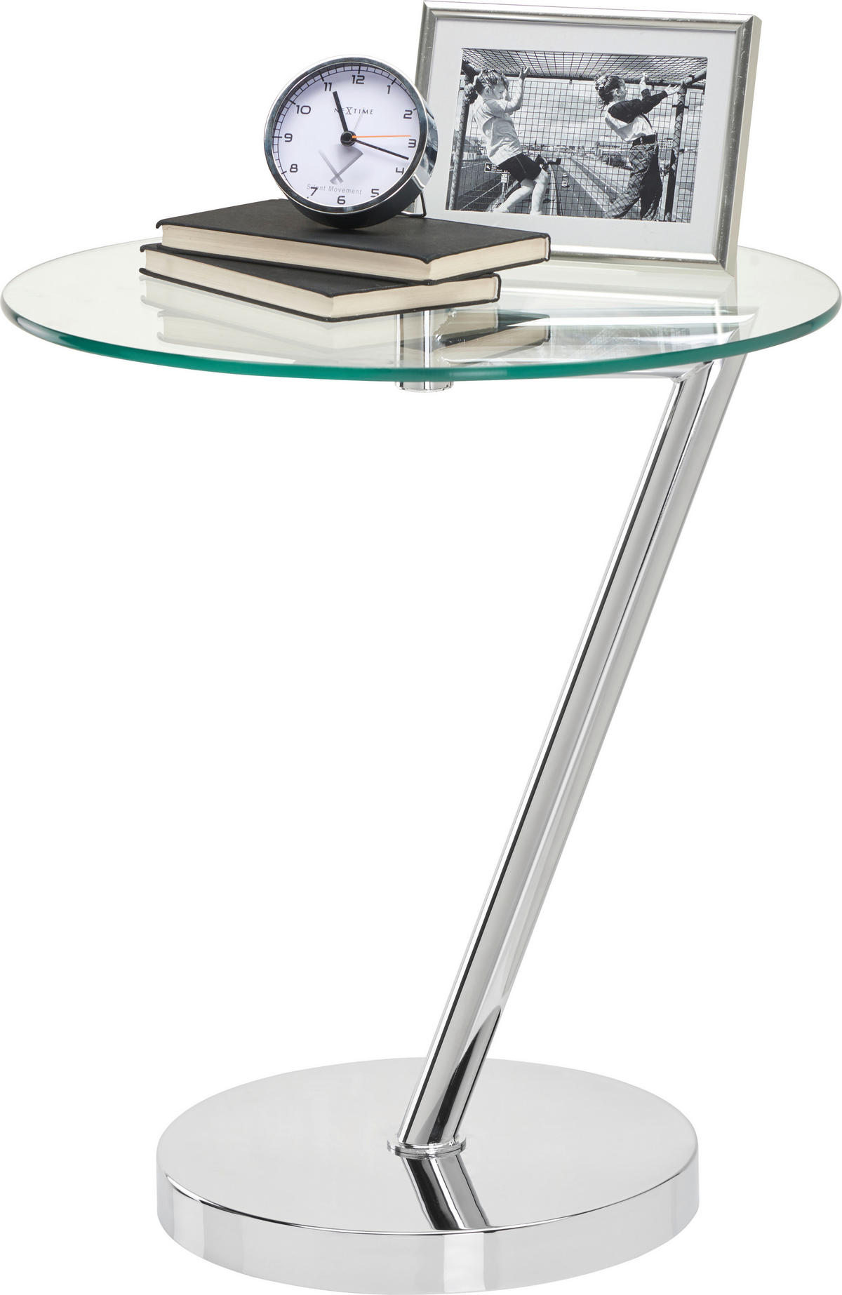 Masă Auxiliară din metal, sticlă, 45/45/52 cm - străveziu/culoare crom, Basics, sticlă/metal (45/45/52cm) - Xora