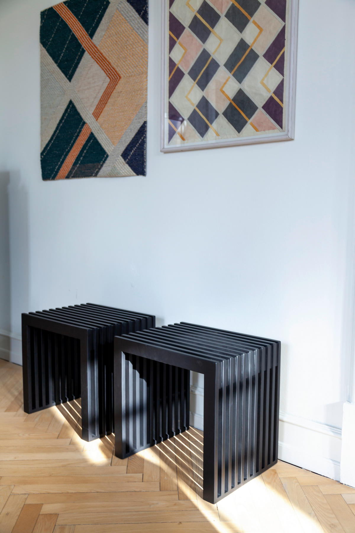 HOCKER Mahagoni Schwarz  - Schwarz, KONVENTIONELL, Holz (45/43/35cm) - MID.YOU