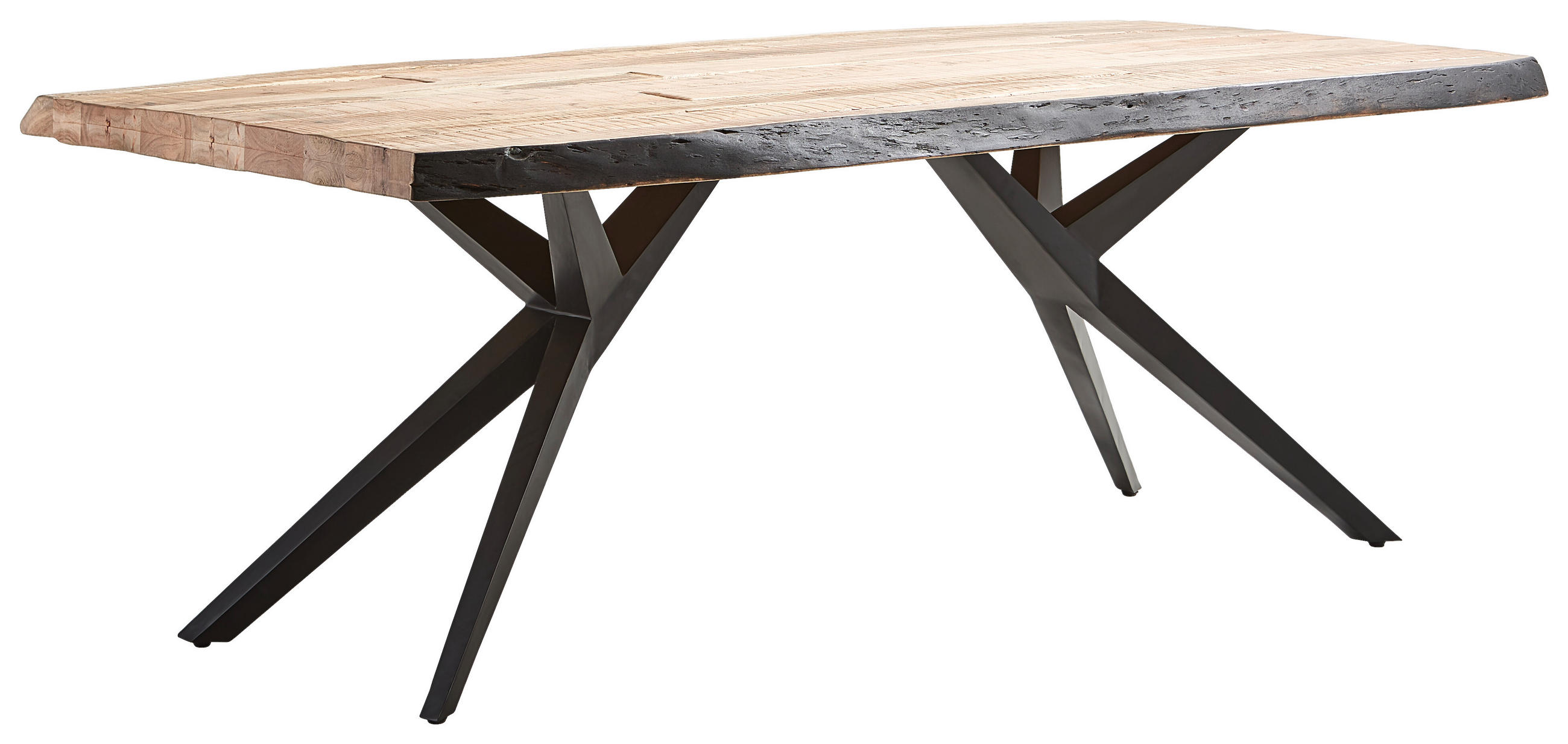 ESSTISCH in Holz, Metall 200/100/76 cm  - Schwarz/Akaziefarben, Design, Holz/Metall (200/100/76cm) - Landscape