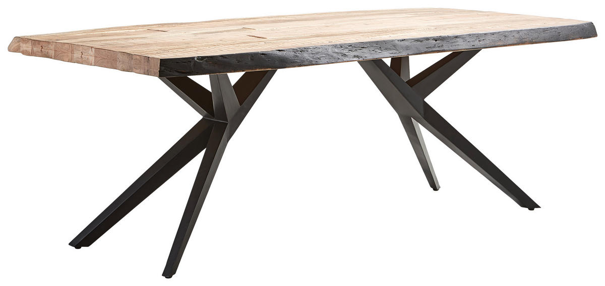 ESSTISCH in Holz, Metall 200/100/76 cm  - Schwarz/Akaziefarben, Design, Holz/Metall (200/100/76cm) - Landscape