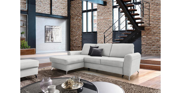 ECKSOFA in Flachgewebe Creme  - Silberfarben/Creme, Design, Textil/Metall (167/244cm) - Cantus