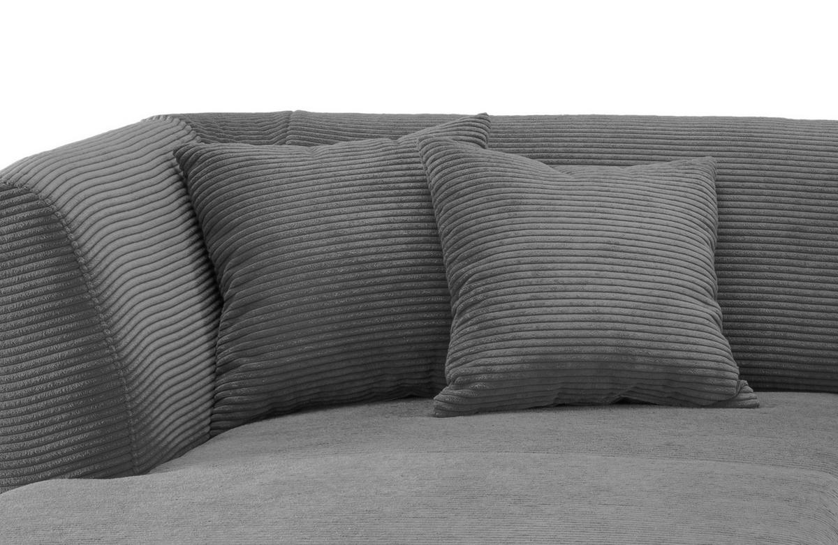 ECKSOFA in Cord Grau  - Schwarz/Grau, Modern, Holz/Textil (160/264cm) - MID.YOU