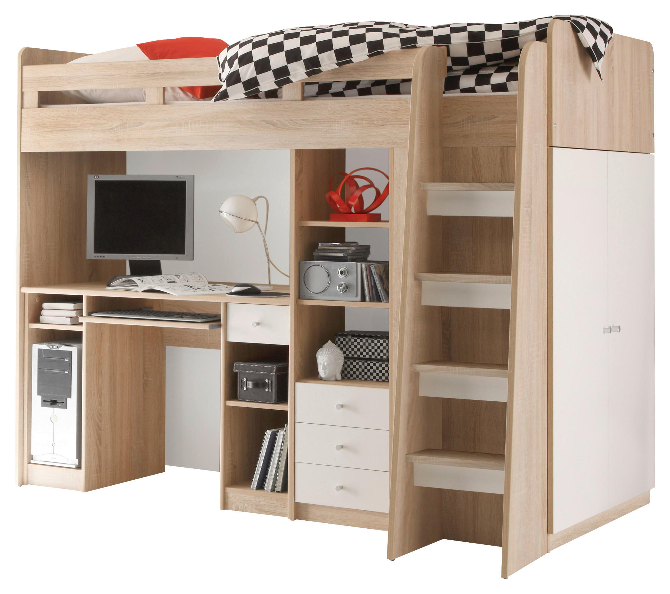 HOCHBETT 90/200 cm Weiß, Eichefarben Eichefarben, Weiß  - Eichefarben/Weiß, MODERN, Holzwerkstoff (90/200cm) - MID.YOU