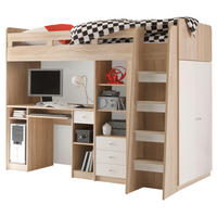 LOFTSÄNG 90/200 cm  - vit/ekfärgad, Modern, trämaterial (90/200cm) - MID.YOU