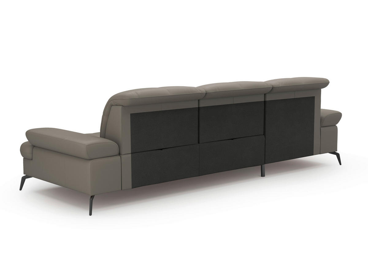 ECKSOFA in Vliesstoff Kombination Echtleder/Stoff Grau  - Schwarz/Grau, Konventionell, Leder/Textil (185/279cm) - Sit & More