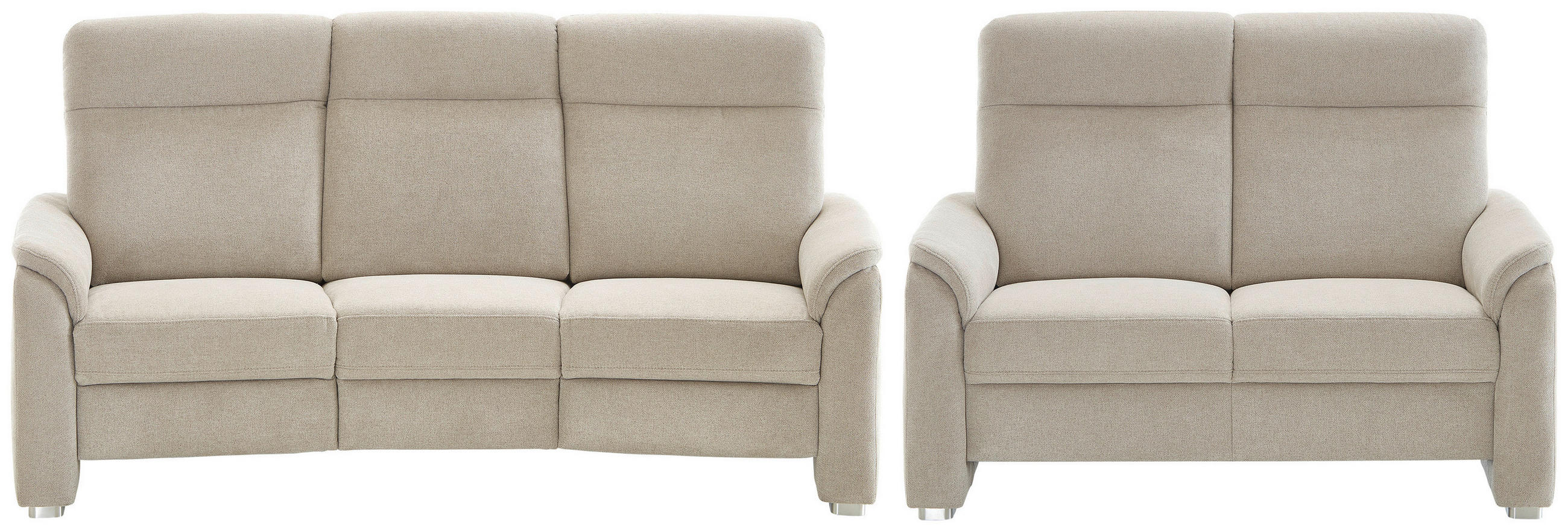 SITZGARNITUR Flachgewebe Beige  - Beige/Alufarben, Konventionell, Textil/Metall (218/156/107/103/95cm) - Beldomo Comfort