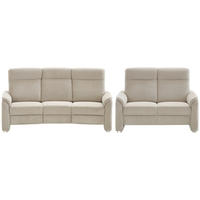 SITZGARNITUR Flachgewebe Beige  - Beige/Alufarben, Konventionell, Textil/Metall (218/156/107/103/95cm) - Beldomo Comfort