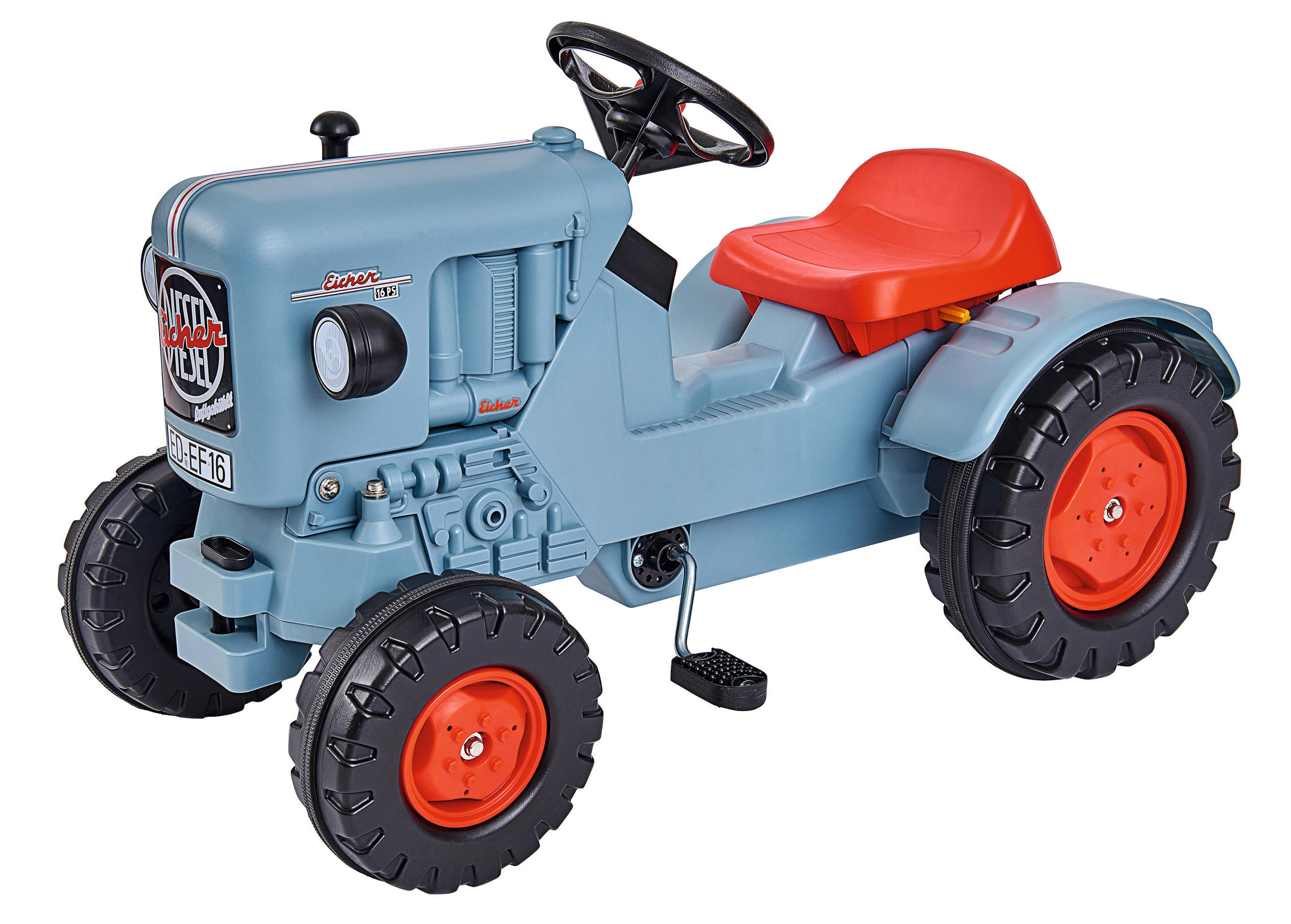 KINDERTRAKTOR BIG Eicher Diesel ED 16 - Blau/Rot, Basics, Kunststoff (46/80/40cm) - BIG