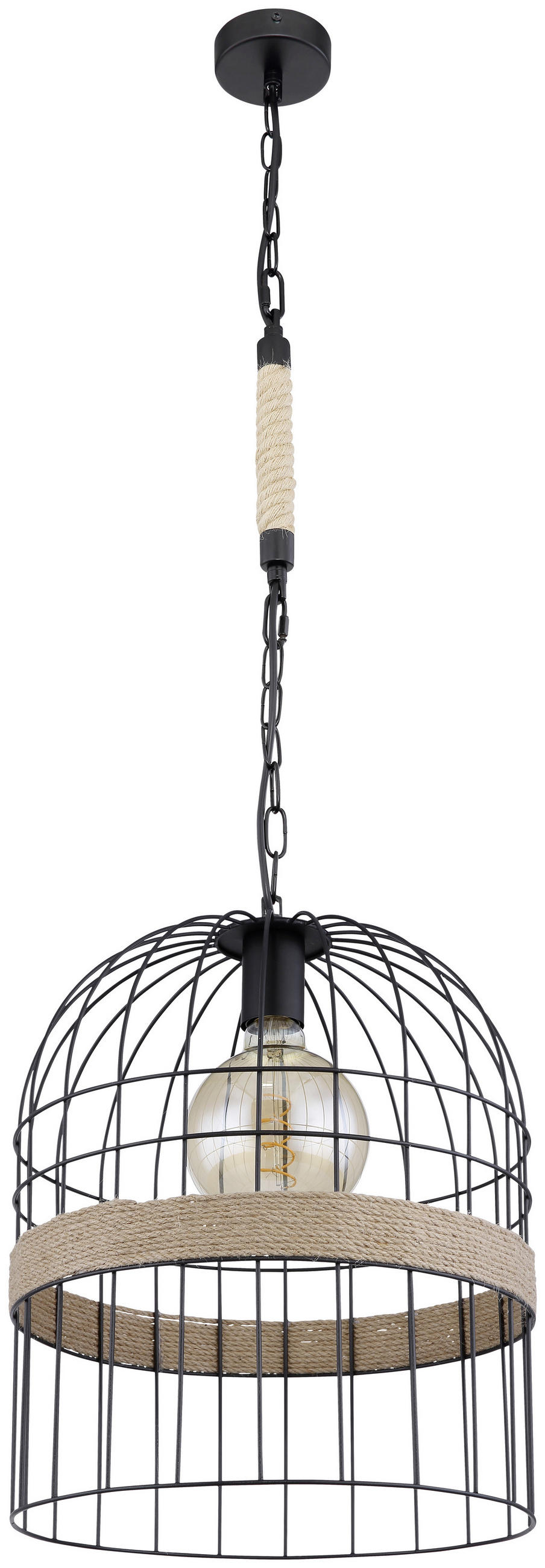 HÄNGLAMPA 35/140 cm  - brun/svart, Natur, metall/naturmaterial (35/140cm) - Globo