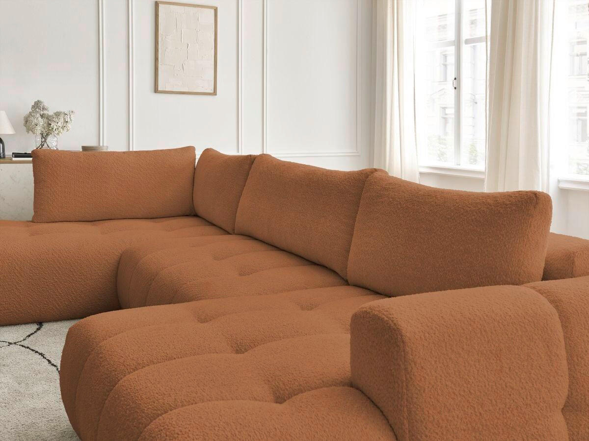 WOHNLANDSCHAFT  FUJI  Orange Bouclé  - Schwarz/Orange, MODERN, Kunststoff/Textil (204/377/160cm)