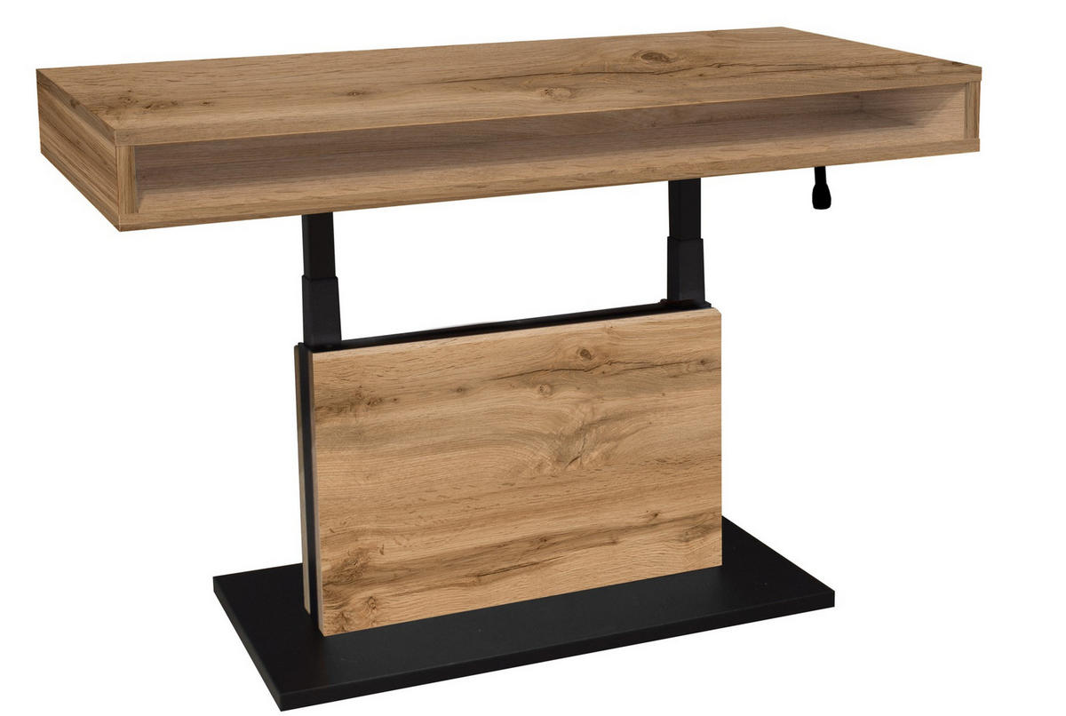 COUCHTISCH Lift Couchtisch rechteckig Schwarz, Eiche Wotan  - Eiche Wotan/Schwarz, Design, Holzwerkstoff/Metall (110/58-77/60cm) - MID.YOU