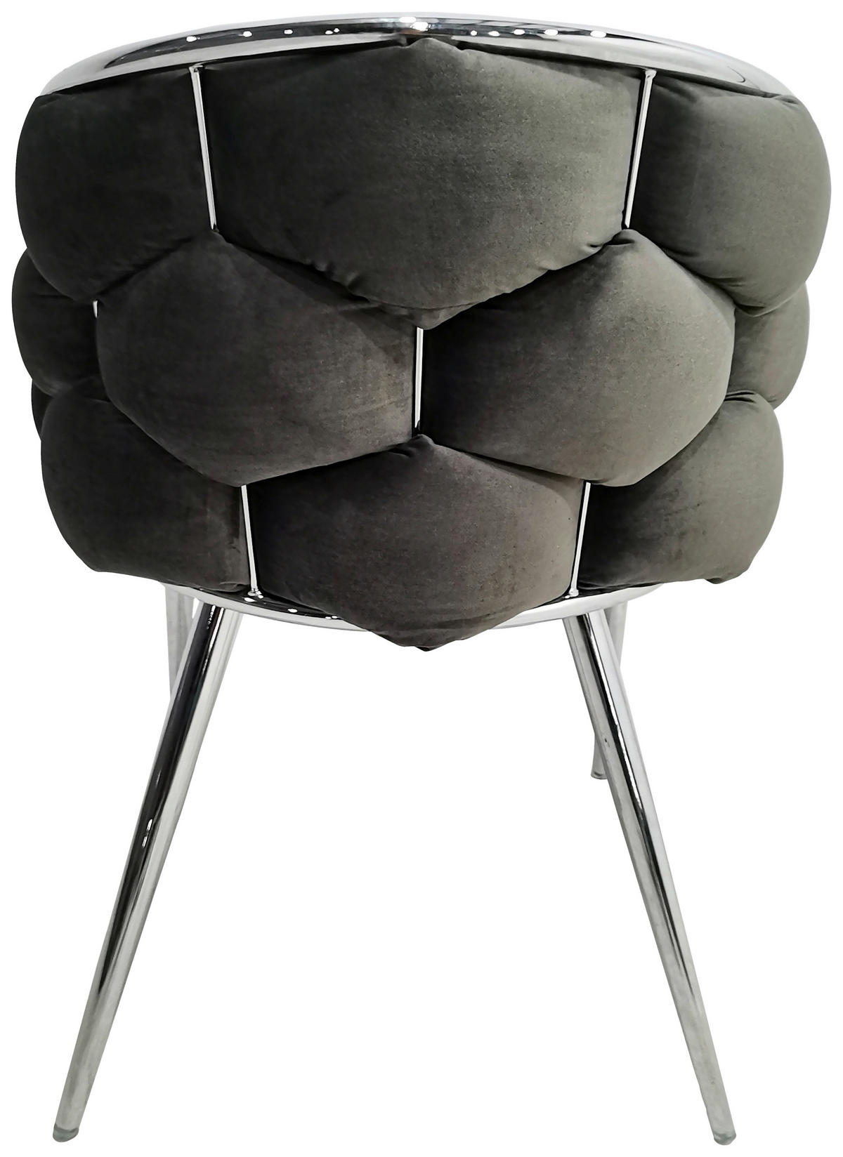 ARMLEHNSTUHL-SET 2 Stück  in Samt  - Anthrazit/Silberfarben, MODERN, Textil/Metall (65/79/61cm) - Kayoom