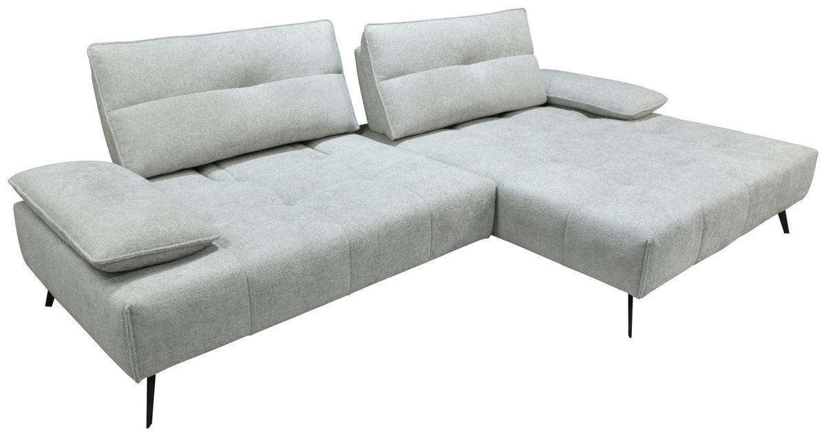 ECKSOFA Ottomane rechts  Greige Chenille  - Greige/Schwarz, Design, Textil/Metall (284/188cm) - Stylife