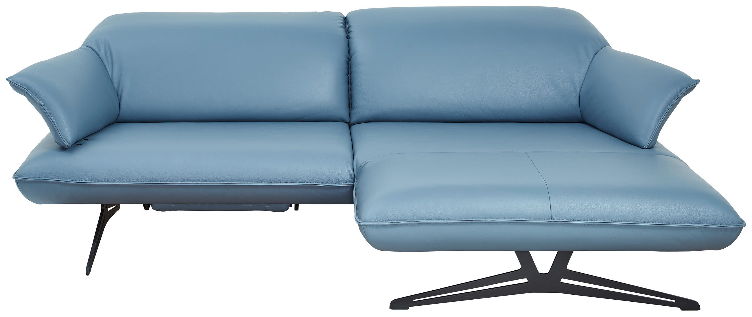 ECKSOFA in Echtleder Blau  - Blau/Beige, Design, Leder/Metall (252/169cm) - Koinor
