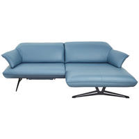 ECKSOFA in Echtleder Blau  - Blau/Beige, Design, Leder/Metall (252/169cm) - Koinor