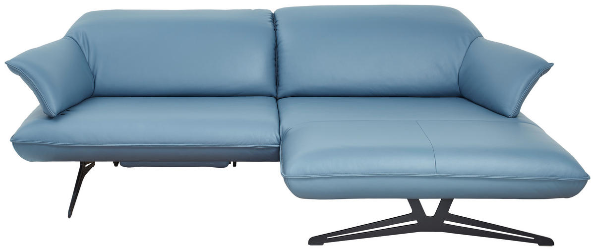 ECKSOFA in Echtleder Blau  - Blau/Beige, Design, Leder/Metall (252/169cm) - Koinor