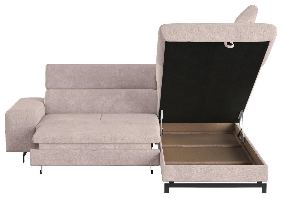 ECKSOFA Creme Chenille  - Creme/Schwarz, Textil/Metall (262/215cm) - MID.YOU