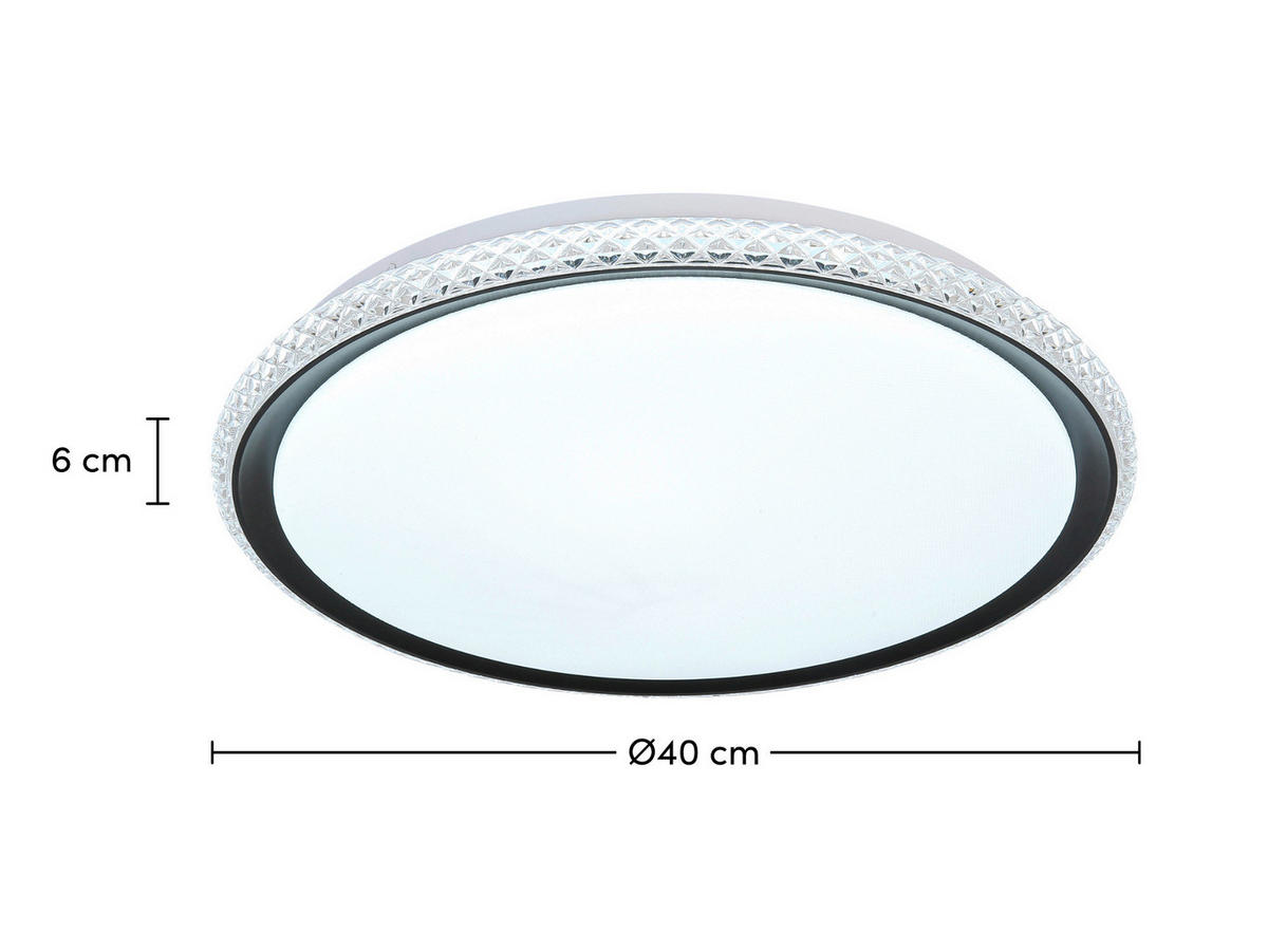 DECKENLEUCHTE  40/6 cm    - Transparent/Schwarz, Trend, Kunststoff/Metall (40/6cm) - Novel